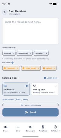 A distribution list in Group SMS on Android